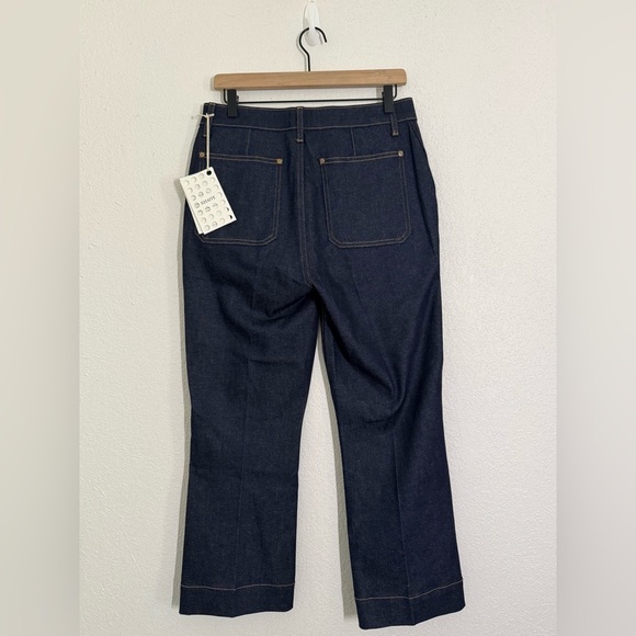 KHAITE The Raquel Sailor Cropped Kick Flare Jeans Raw Dark Wash Size 30 NEW - Picture 7 of 12